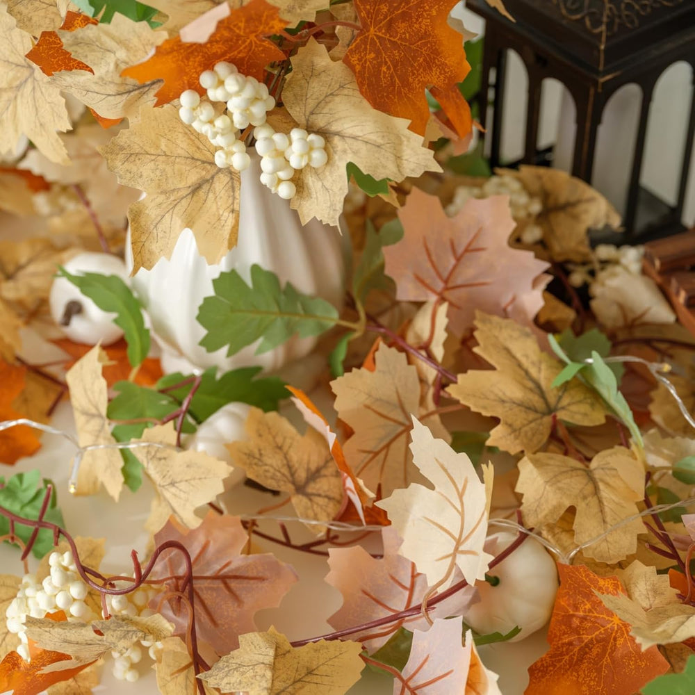 10 Pack Fall Garland, 59Ft Artificial Autumn Maple Leaves Vines Thanksgiving ...