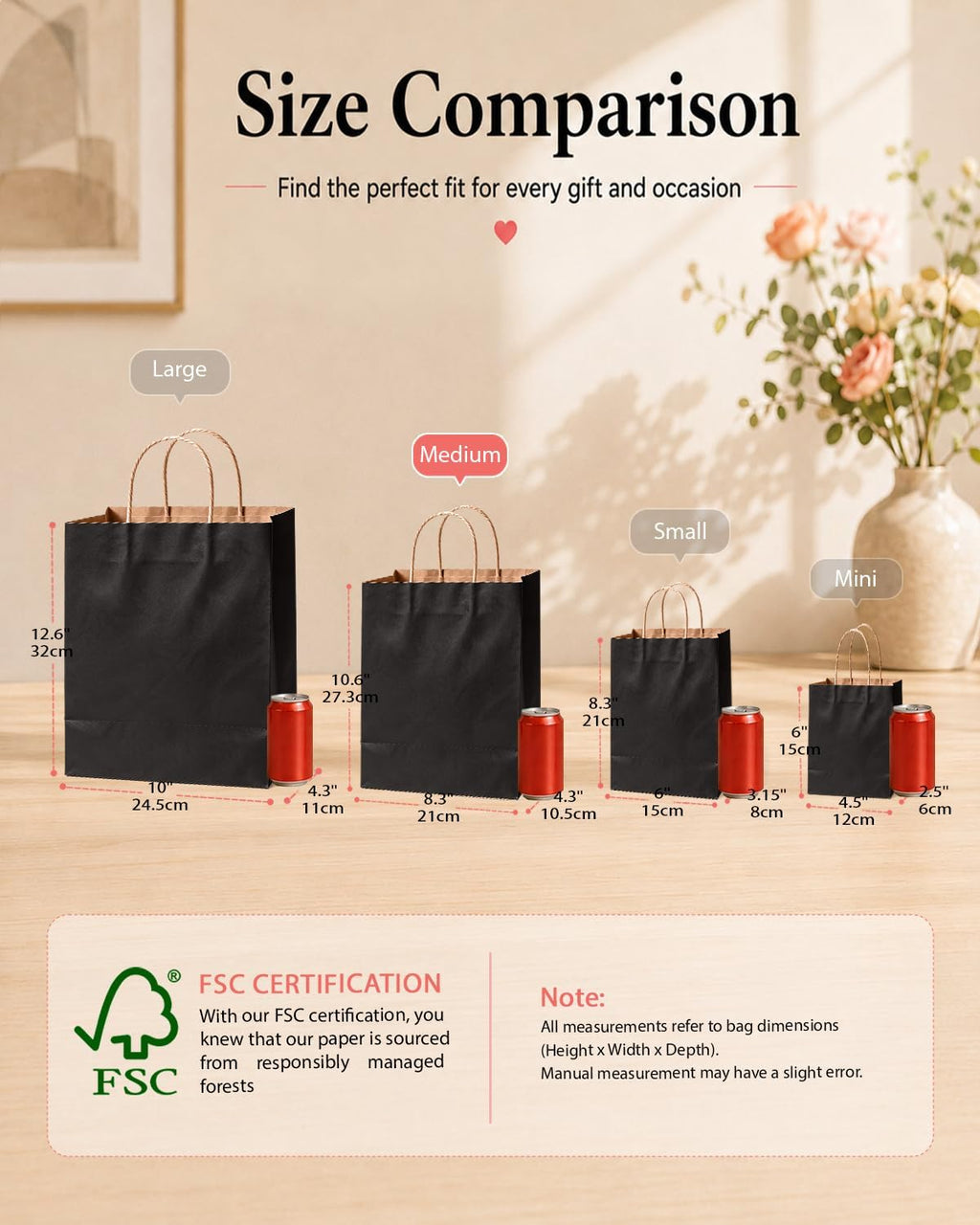 bakepacker 200-pack medium size gift paper bags with shown in use