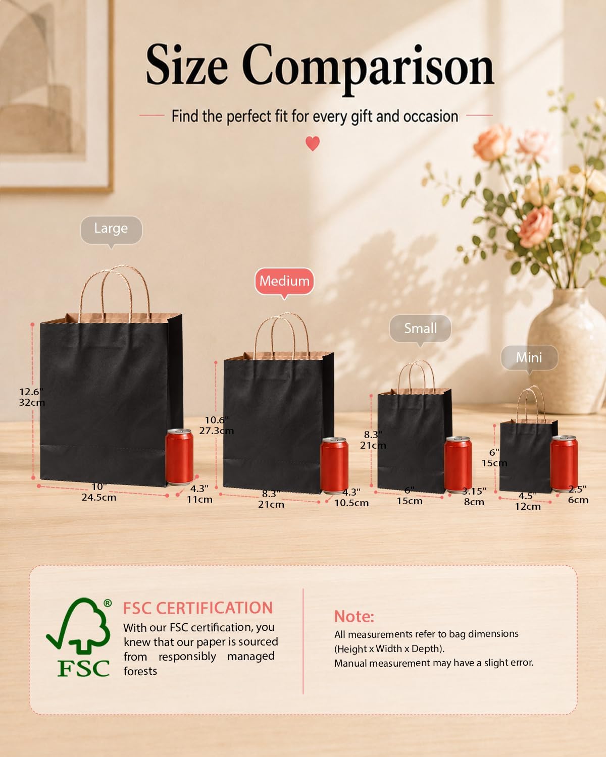 bakepacker 200-pack medium size gift paper bags with shown in use