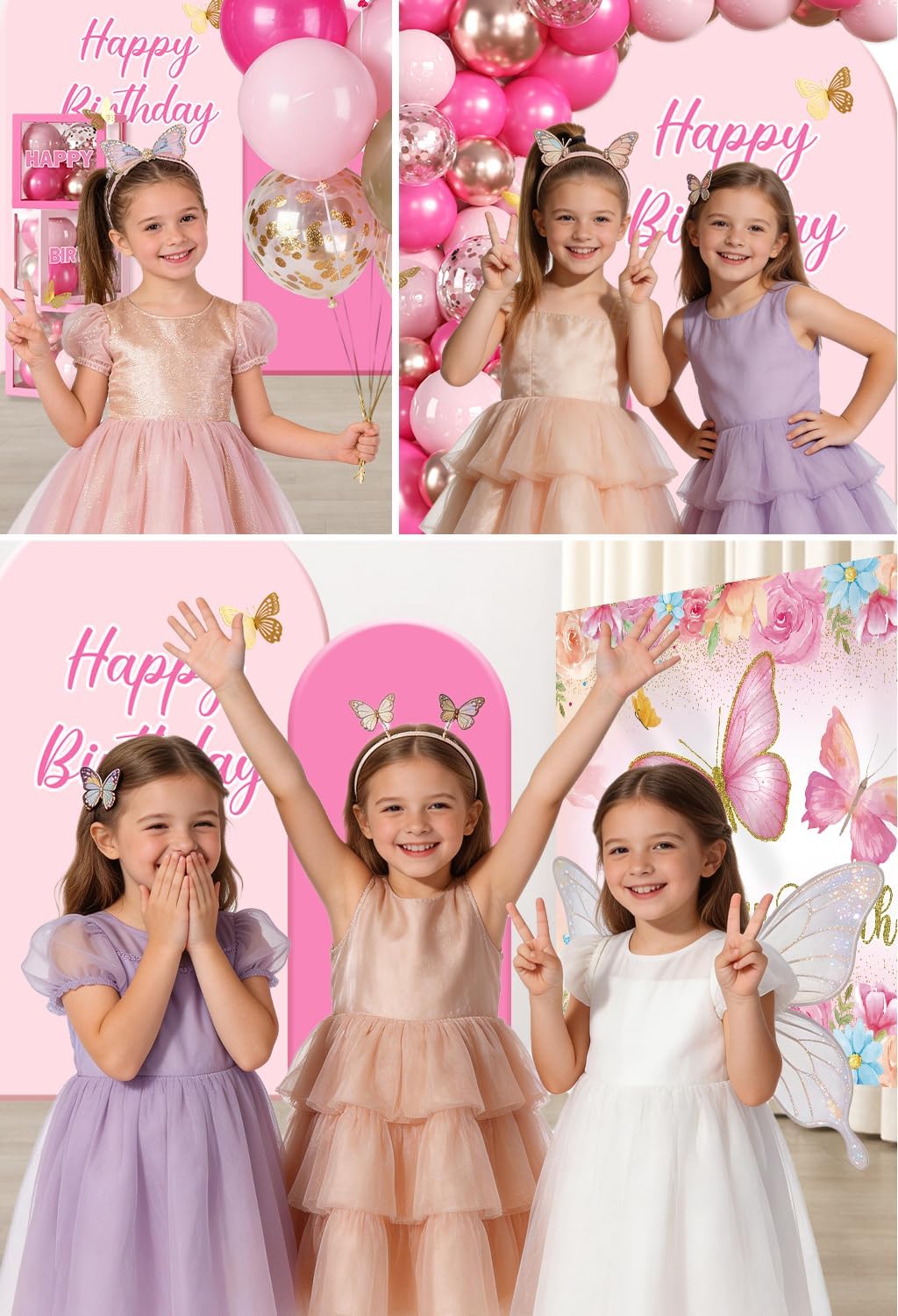 Pink Butterfly Birthday Decorations, All-in-One Set for 25 Guests