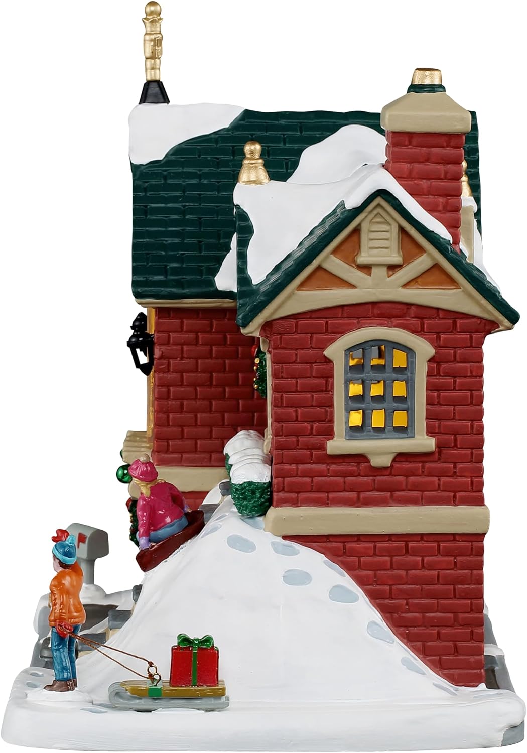 lemax the little brick house, lighted buildings, #55348, close-up detail