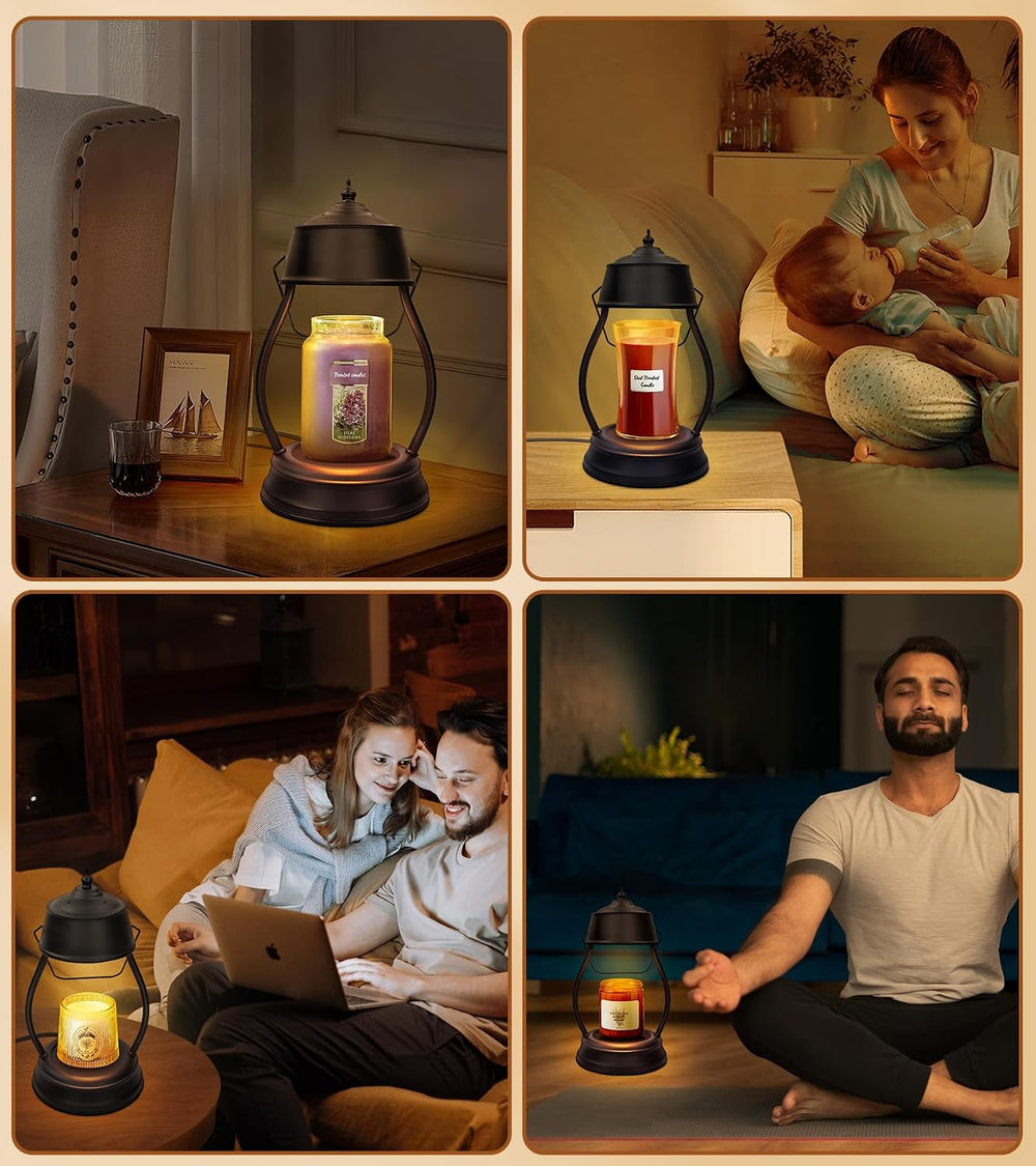 Candle Warmer Lamp with Timer, Farmhouse Rustic Lantern Design
