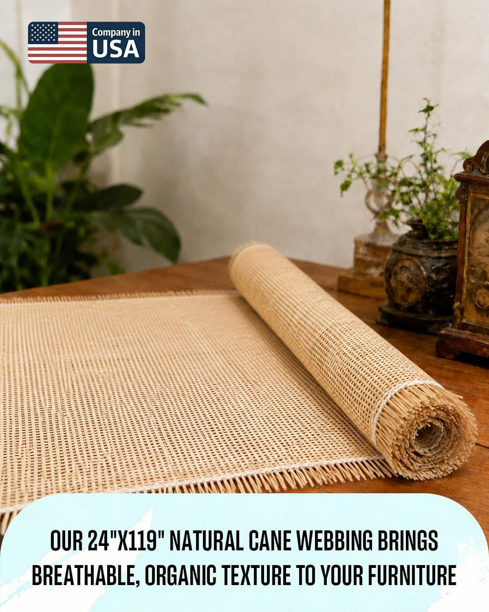 Glasaort 24" x 119" Natural Rattan Cane Webbing Roll, Natural Cane ...