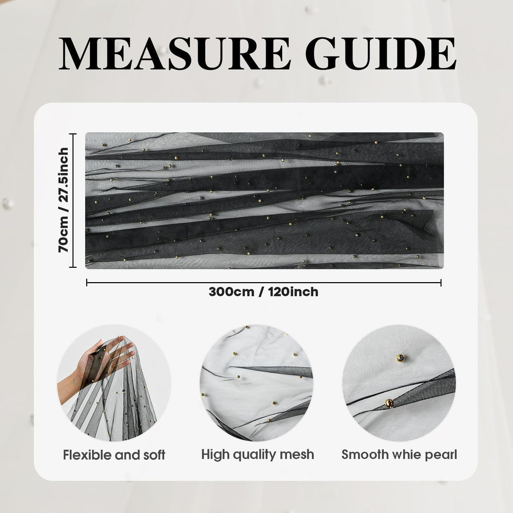 Artoid Mode 10-Pack Pearl Black Gauze Table Runner 10FT Home Decor