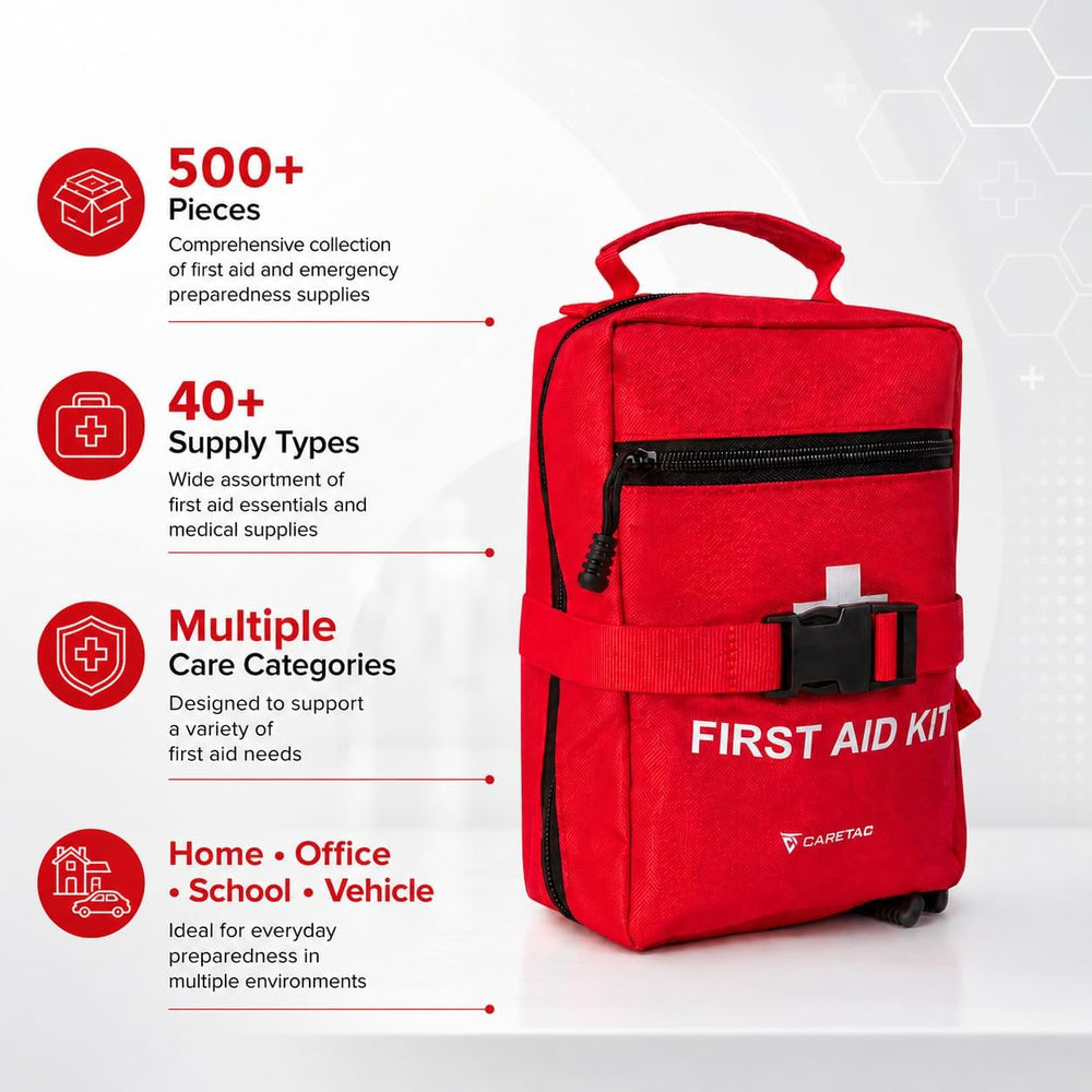 Caretac 500+ Piece Premium Large First Aid Kit, Fully Stocked Emergency Medic...