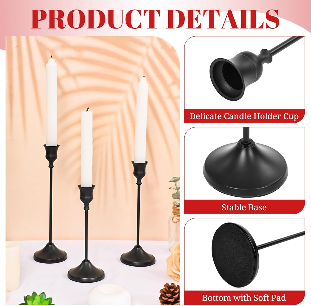 Matte Black Candlestick Holders 12 PCS,Metal Taper Candle Holder