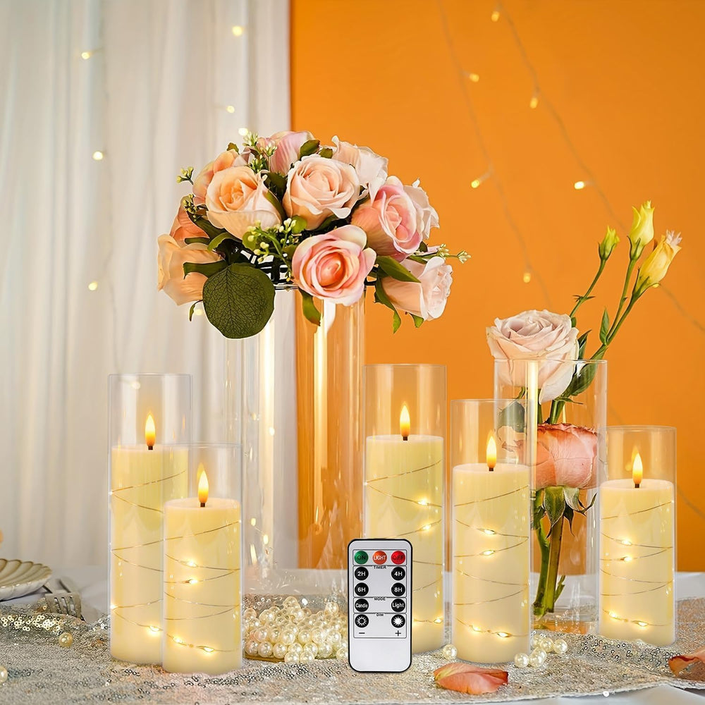 24 Pcs LED Flameless Candles with Remote, 3D Flickering Flame & LED Strin...