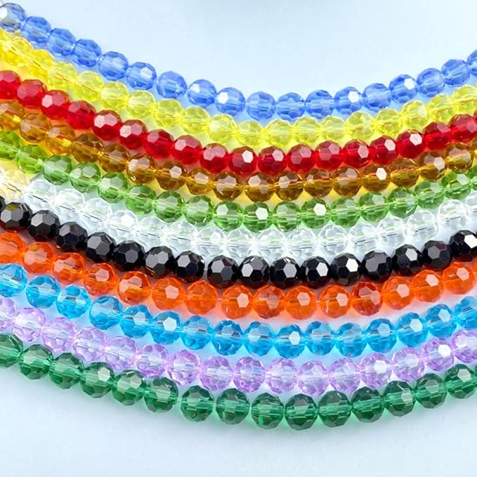 400 PCS 4mm Crystal Glass Beads Round Multiple Faceted Loose Spacer Glass Beads for DIY Handcrafte Bracelet Necklace Earring Jewelry Making(Light Green)