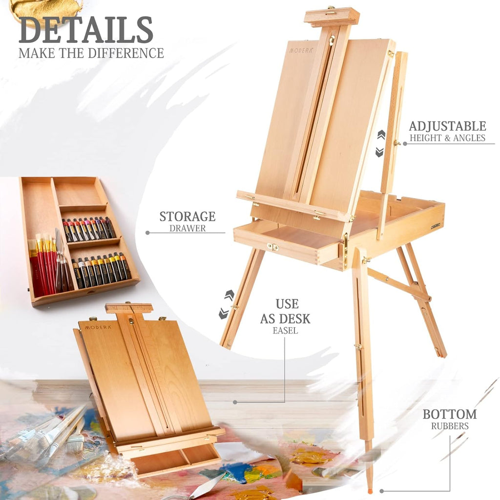 163-piece french easel painting set | all-in-one deluxe, package contents