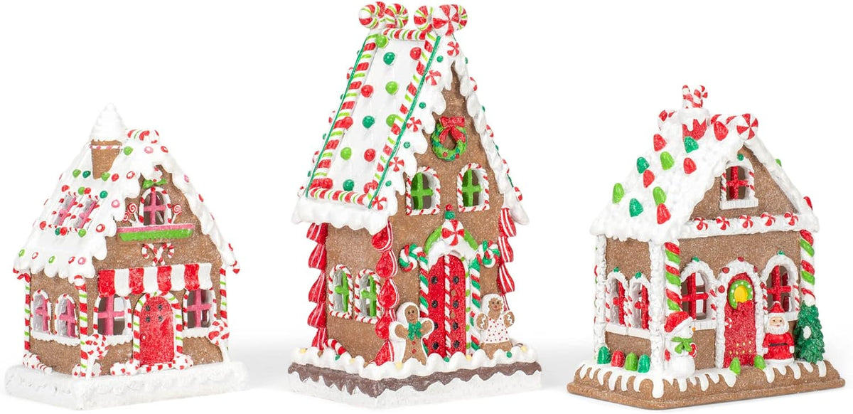 mark feldstein red gingerbread village porcelain tea light shown in use