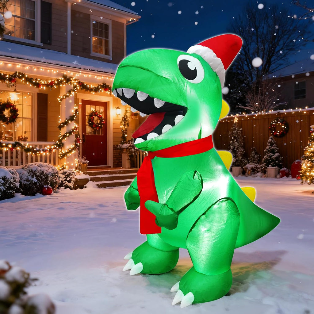 turnmeon 3.5 ft dinosaur christmas inflatable outdoor decoration showing dimensions