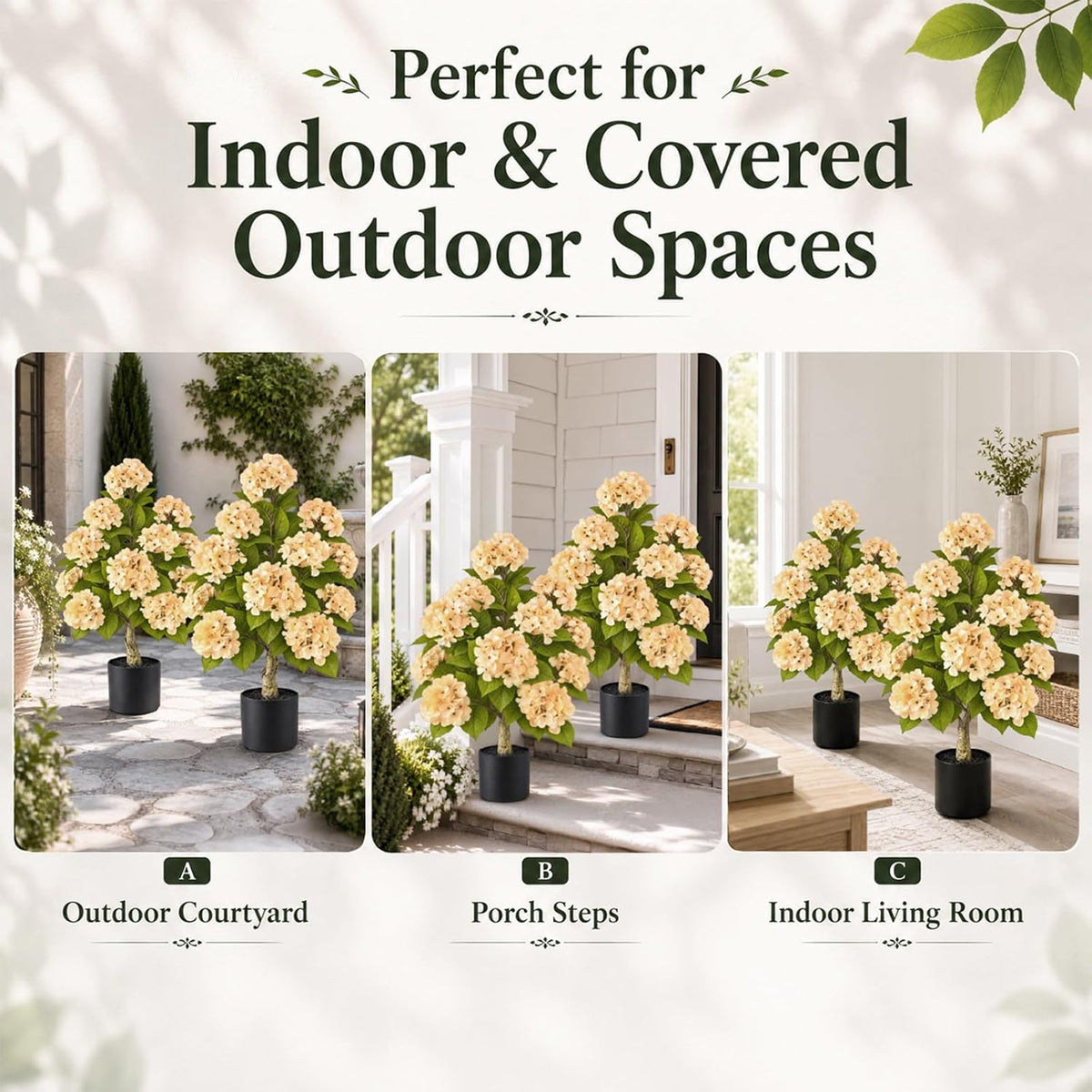 artificial hydrangea flowers tree in pot fall porch on a desk or shelf