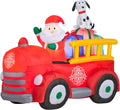 Gemmy Christmas Inflatable Santa's Vintage Fire Truck, 5 ft Tall, Multi