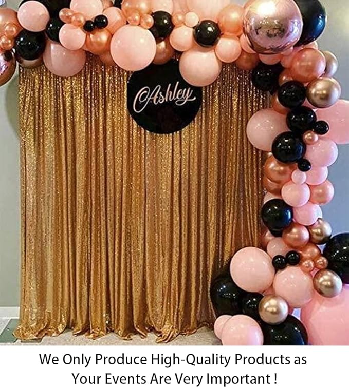 ShinyBeauty Sequin Curtain-Backdrop-5FTx10FT-Gold-Sequin Fabric Photo Booth Backdrop Glitter Backdrop Gold Photography Backdrop