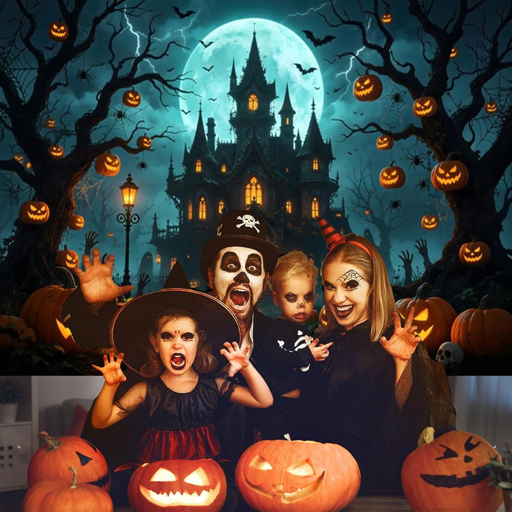 12x8ft Halloween Backdrop Haunted Mansion Castle Halloween Party Decor