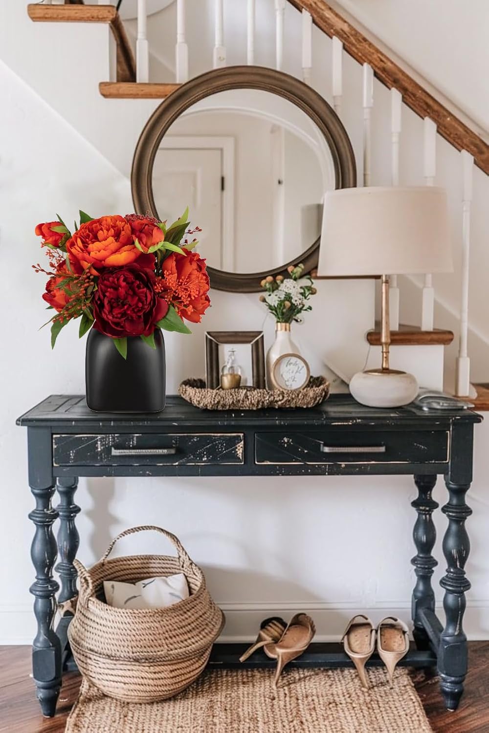 Fall Flowers in Vase Fall Table Centerpiece Faux Floral Arrangements Centerpi...