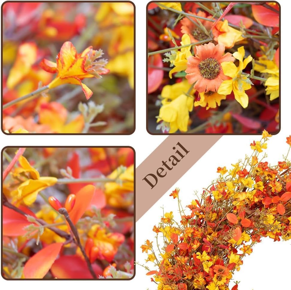 24 Inch Fall Wreaths for Front Door Boho Fall Wreath Rustic Autumn Wreath