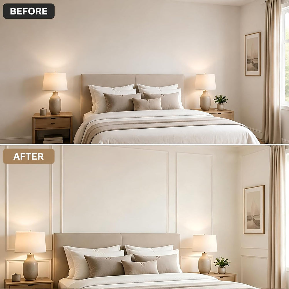 3 Set Peel and Stick Wall Molding Kit,Pre Cut Wainscoting Panels,24x60in