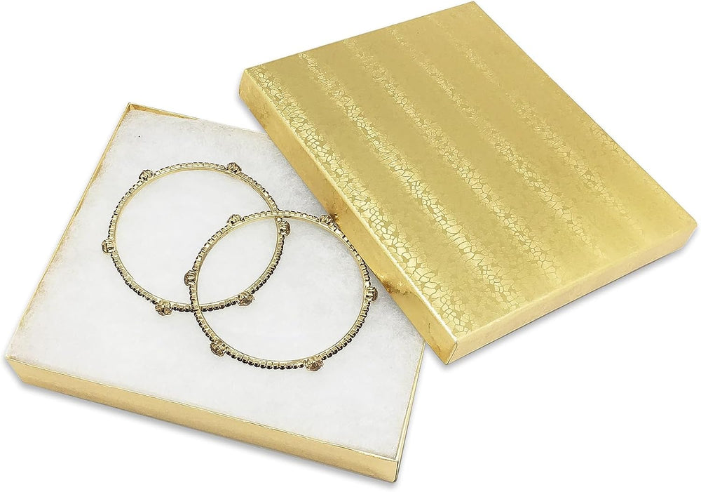TheDisplayGuys 25 Cardboard Jewelry Gift Boxes with Inserts - Gold Foil