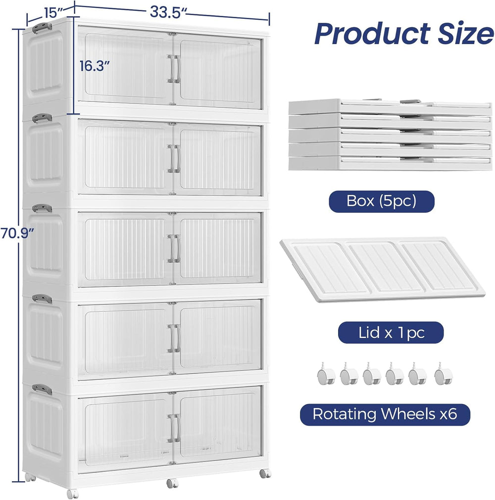 250Gal Extra Large Stackable Storage Bins with Lid, 1000QT Foldable Collapsib...