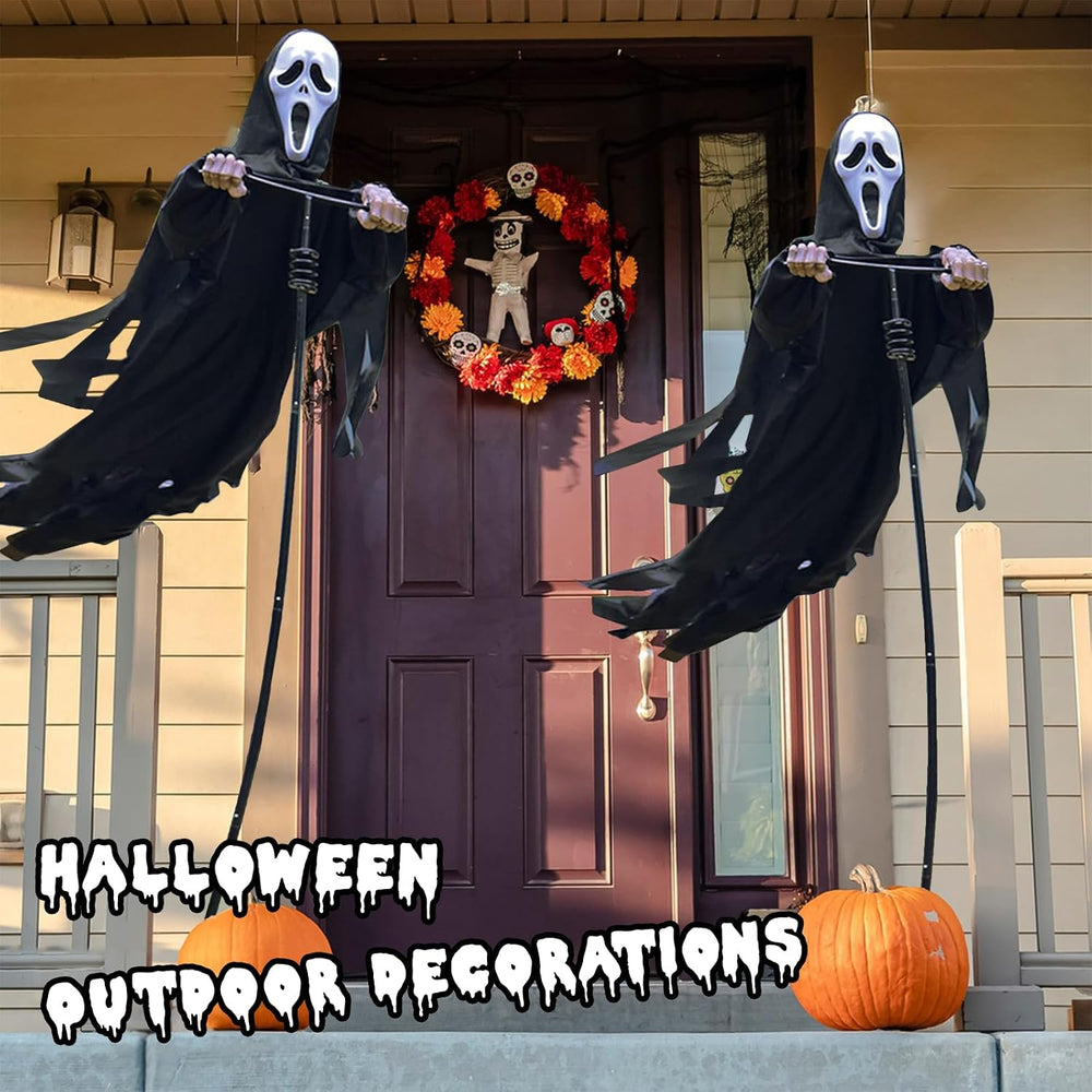 Outdoor Halloween Scarecrow Rotatable Ghost, 7.5Ft Scarecrow Screaming Ghost,...