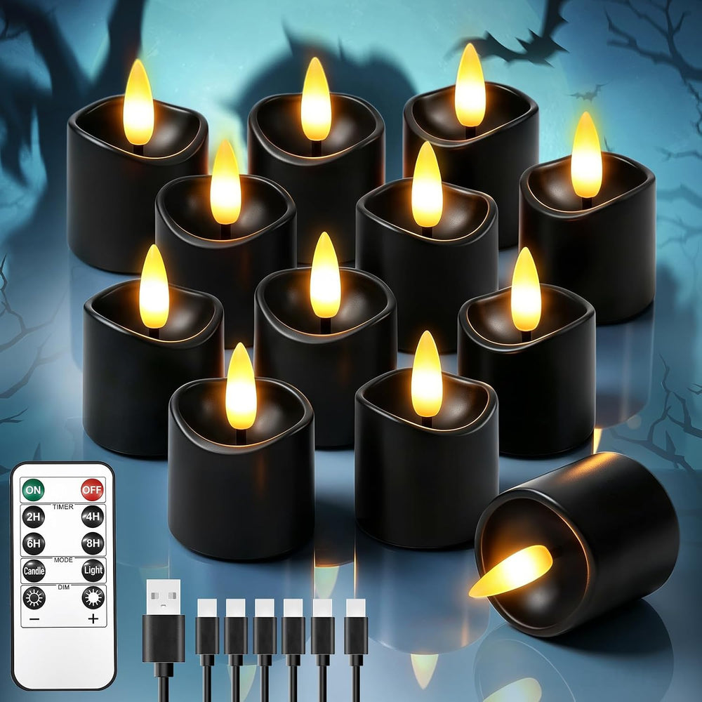 12 Pack Small Rechargeable Flameless Candles with Remote Timer