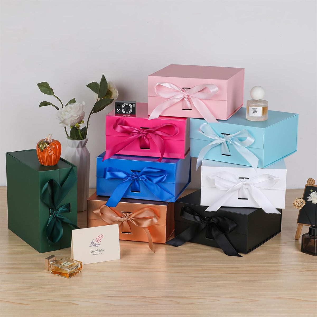 oemvalaty black gift box,8x8x4 inches gift boxes with, front angle view