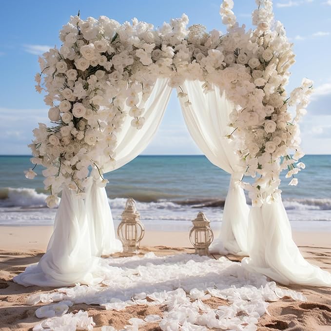 Wokceer Wedding Arch Draping Fabric 6 Panels 28.7" x 20FT Ivory Drapes Sheer Fabric Backdrop Arch Draping for Wedding Ceremony Birthday Party Bridal Shower Decoration