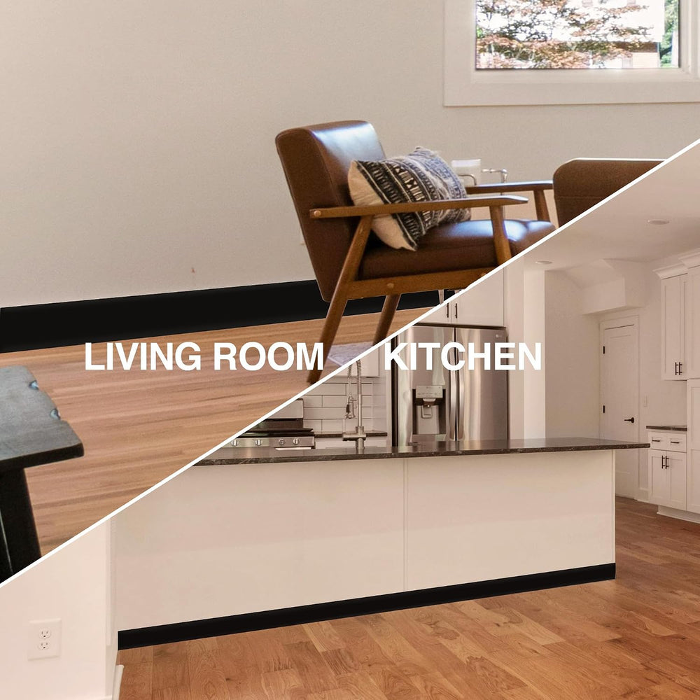 Black Wall Molding Trim 4 Inch x 20 Feet, Wall Base Baseboard Molding Trim Fl...
