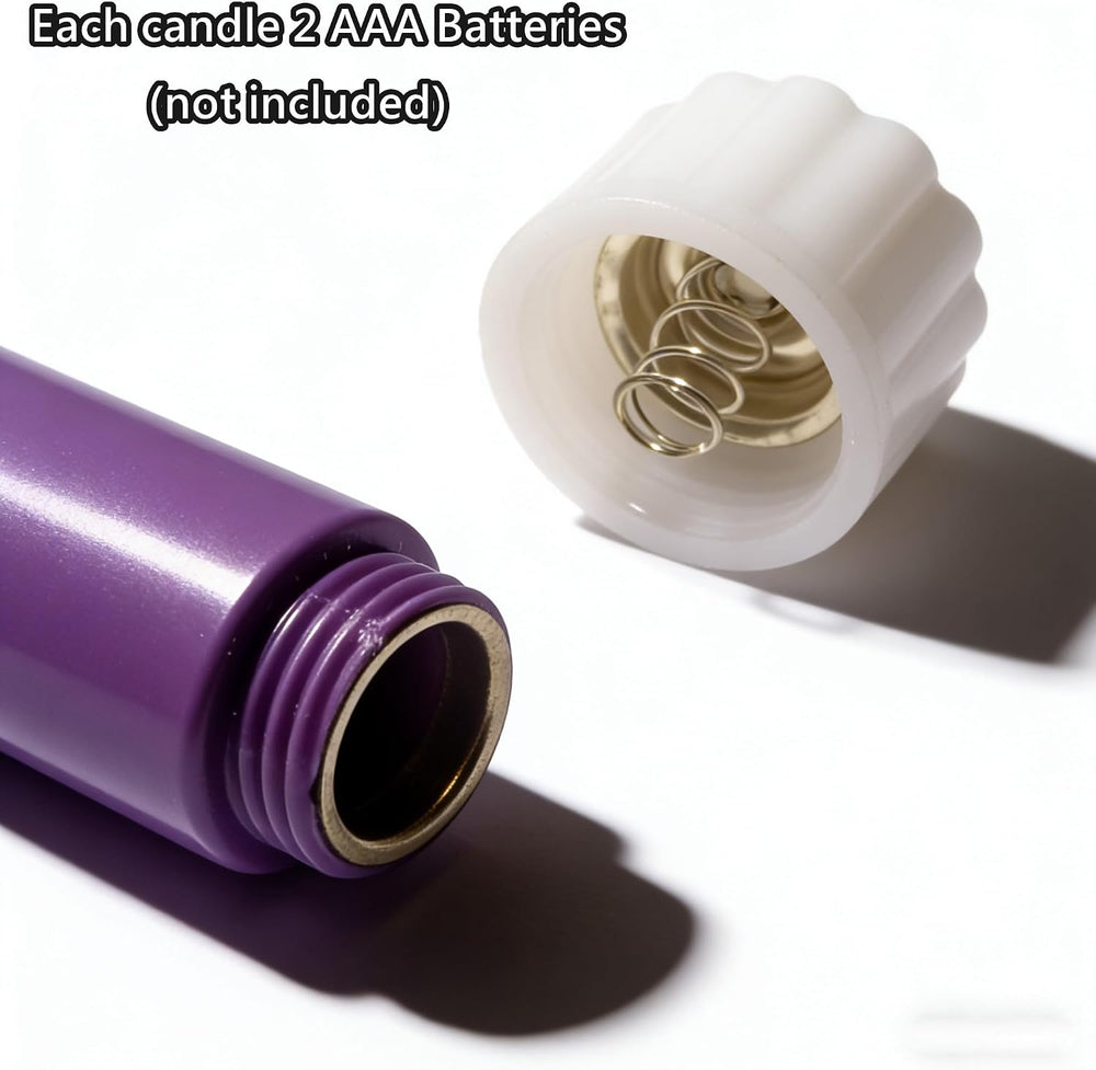 Purple Flameless Taper Candles LED Candlesticks with Remote Timer Set of 12