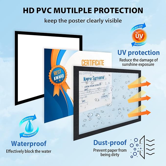 8.5"x 11" Self Adhesive Magnetic Sign Holder, Double Sided Window Magnetic Display Frame with Clear PVC and Strong Magnetic for Office,Home,Store,Door,Glass,Wall Display Frame(Black,20Pack)