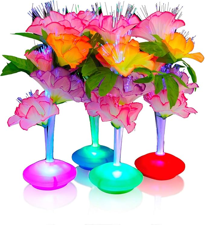 Fiber Optic LED Flower Centerpieces (Set of 12) Light Up Centerpieces for Tables