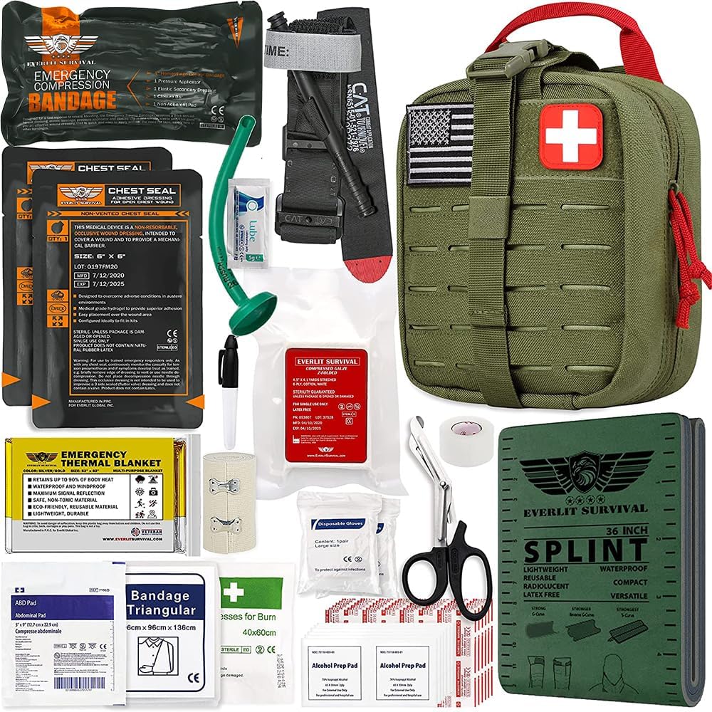 EVERLIT Advanced Trauma Kit, CAT GEN-7 Tourniquet, TCCC Compliant, Mil-Spec N...