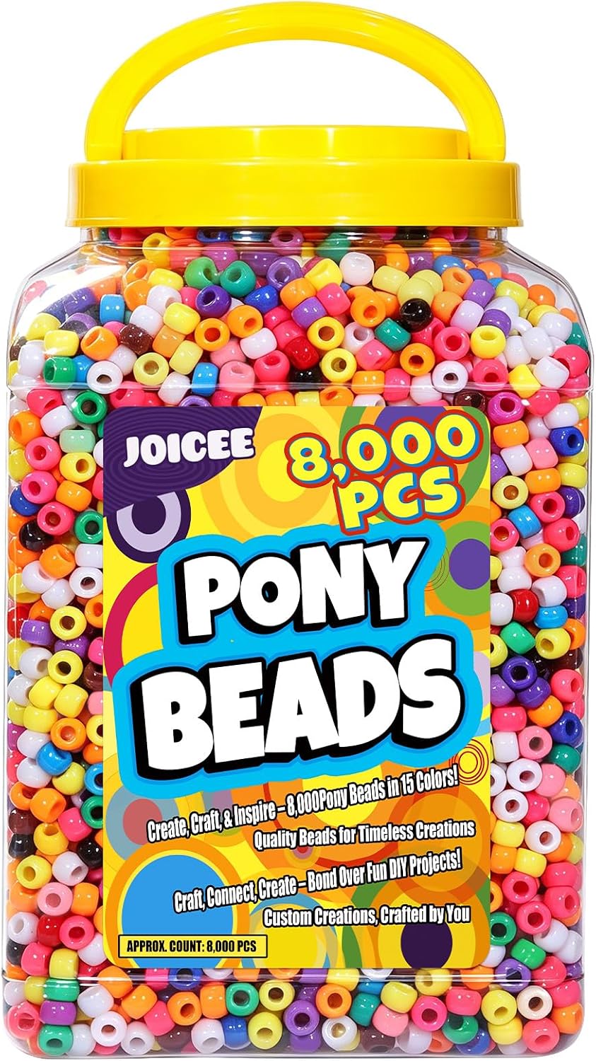 JOICEE 8000Pcs Pony Beads Bulk for Bracelets Kandi Beads Jewelry Making