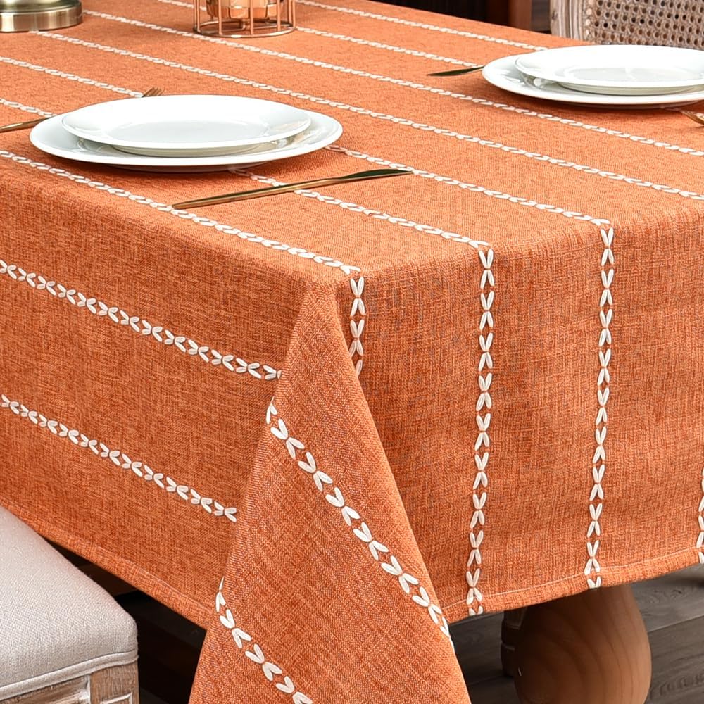 Zobesta Orange Tablecloths Rectangular 98x53 Inch Fall Table Cloth Linen