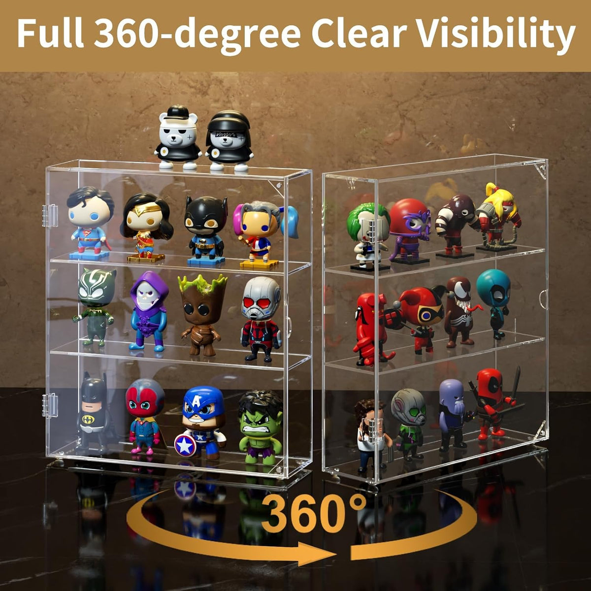 NIUBEE Acrylic Display Case for Figures, Dustproof Clear Wall Mount/Desktop