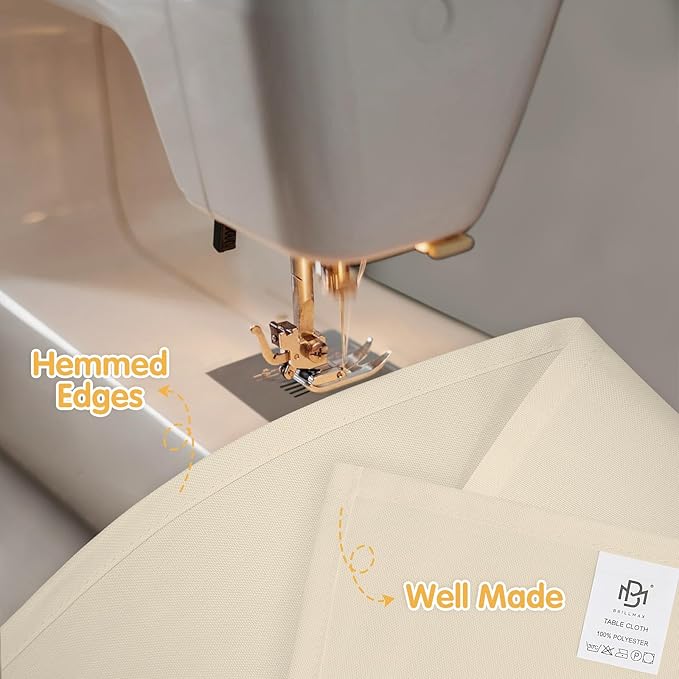 BRILLMAX 4 Pack Beige Tablecloths for 8 Foot Rectangle Tables 90 x 156 Inch - 8ft Rectangular Bulk Linen Polyester Fabric Washable Cloth Cover for Wedding Reception Banquet Birthday Party