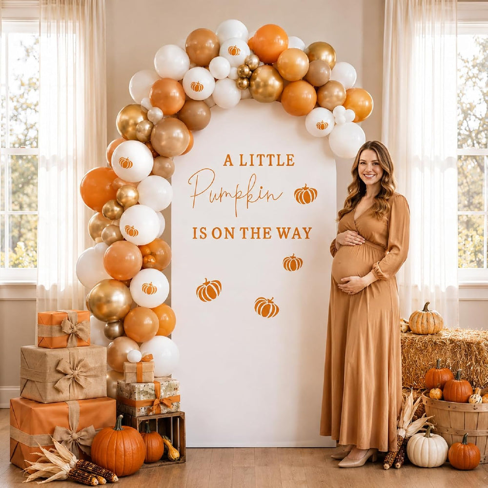 Hunnmingre A Little Pumpkin Is on the Way Thanksgiving Shower Arch Cover
