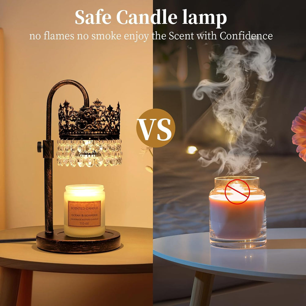 Candle Warmer Lamp with Timer Dimmer Adjustable Height with 2 Bulbs Crystal C...