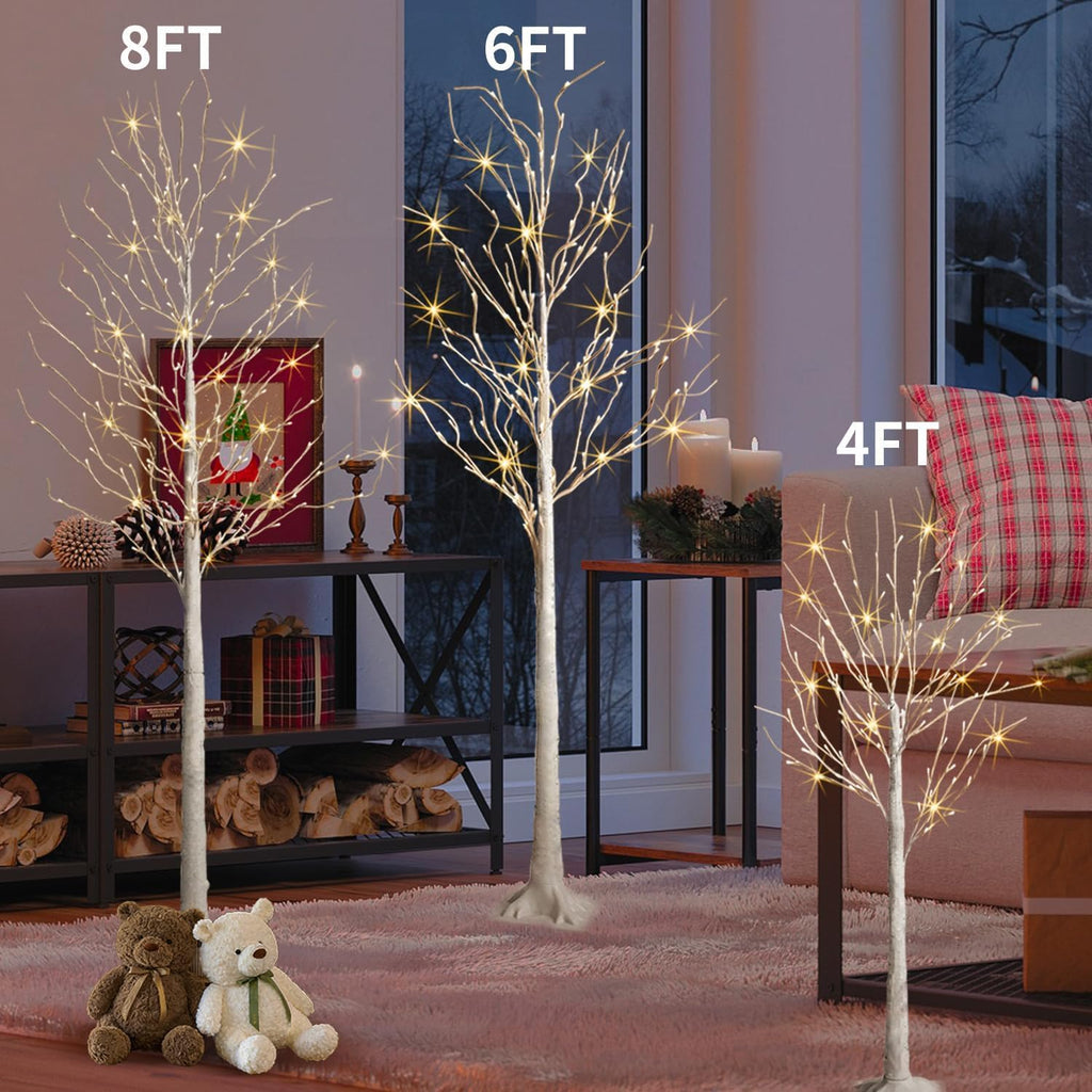 led birch tree light, 3pk (4ft, 6ft, 8ft) shown in use