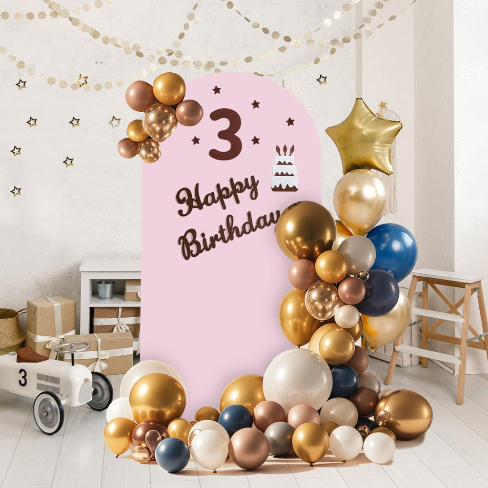 Arch Backdrop Stand and Cover Set, Metal Balloon Arch Backdrop 7.2ft, Gold Ar...