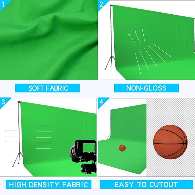 ISSUNTEX 10X10 ft/3X3 Meters Background Photo Backdrop, Photo Studio, Collapsible High Density Screen for Video Photography and Television-Green