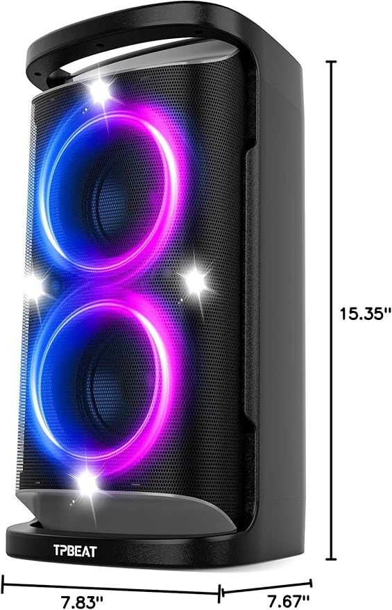 Portable Bluetooth Speaker: 160W Peak Powerful Loud Sound Deep Bass Wireless Boombox Large Subwoofer 15 Hours Battery Life Fast Charging