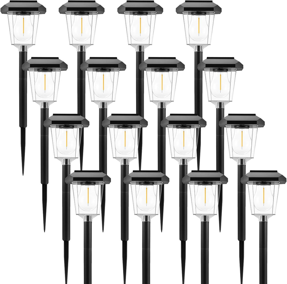 16Pack Solar Pathway Lights Outdoor, Warm White LED Waterproof Solar Lights