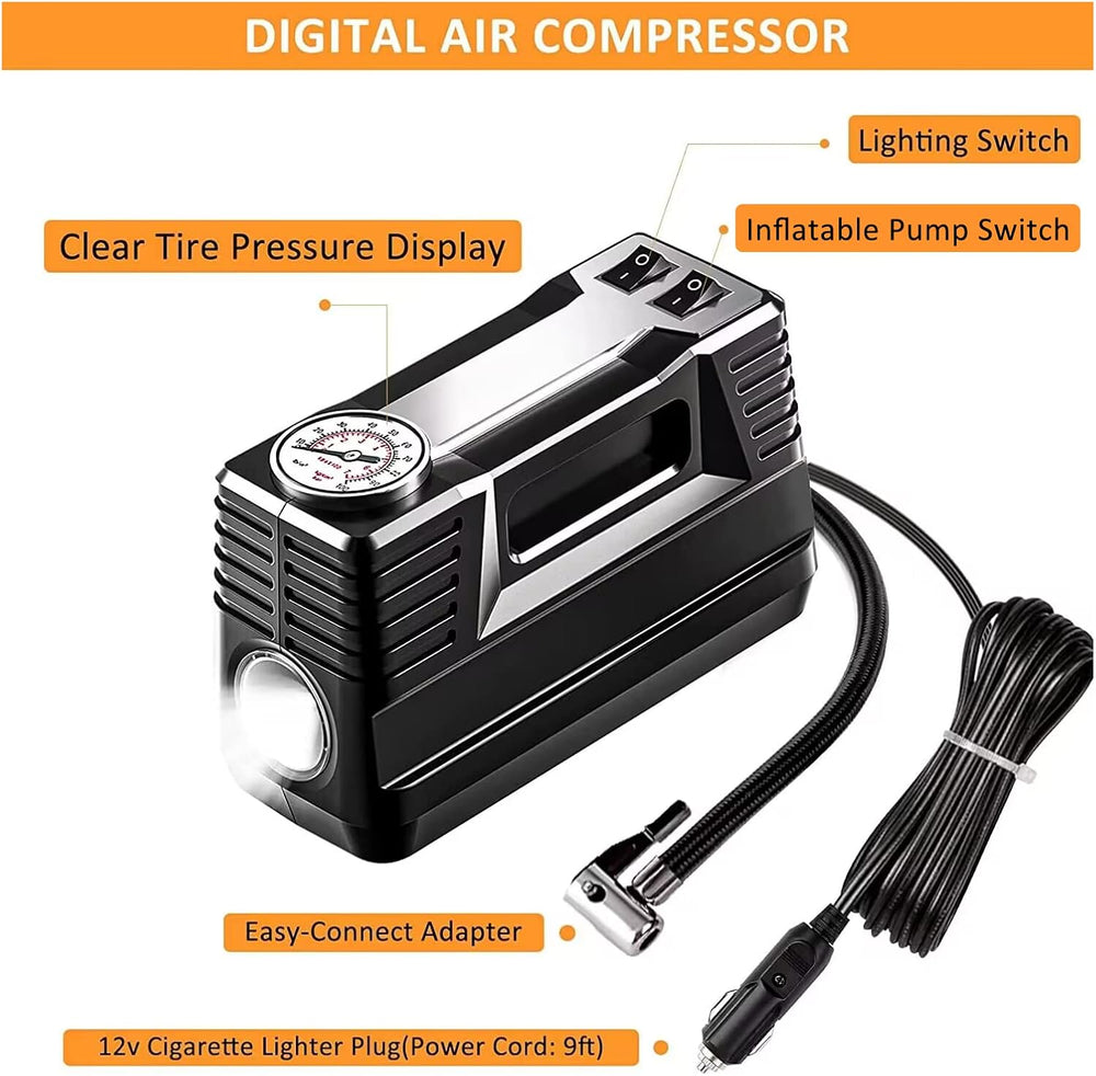 98 PCS Roadside Car Emergency Assistance Kit with Portable Air Compressor Jum...