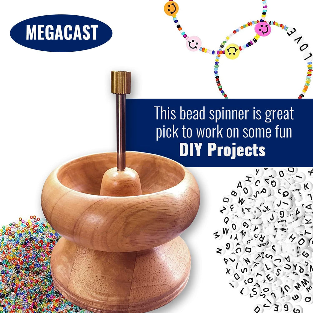 MegaCast Wooden Bead Spinner, Bead Loader Spinner with Needle Jewelry Making ...