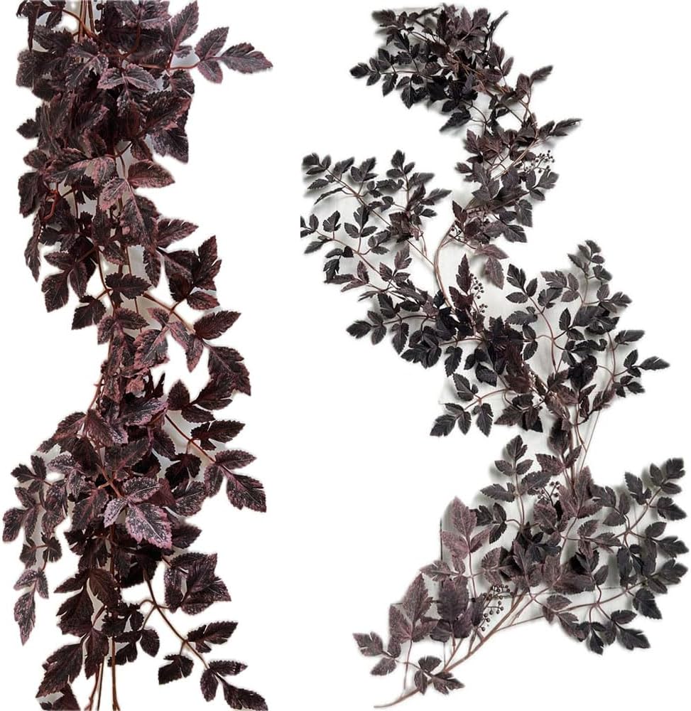 2PC Artificial Plum Cimicifuga Seeded Fall Garland Vine for Mantel 6Ft