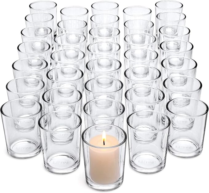 LETINE 72-Pack Votive Candle Holders Designed for Wedding Decor - Glass Candle Holder & Tea Lights Candle Holder - Candle Holders for Christmas, Wedding Centerpieces, Thanksgiving