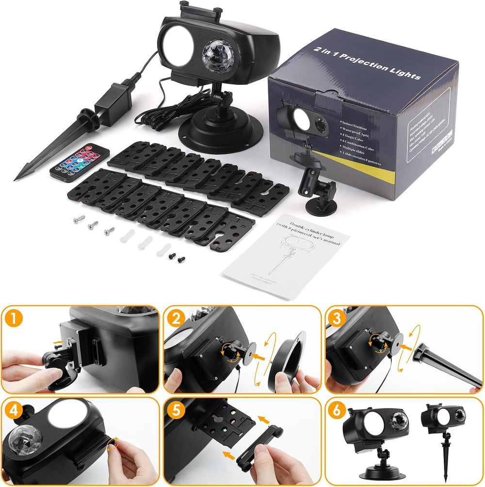 Halloween Christmas Outdoor Projector Lights with 14 HD Replaceable Slides wi...