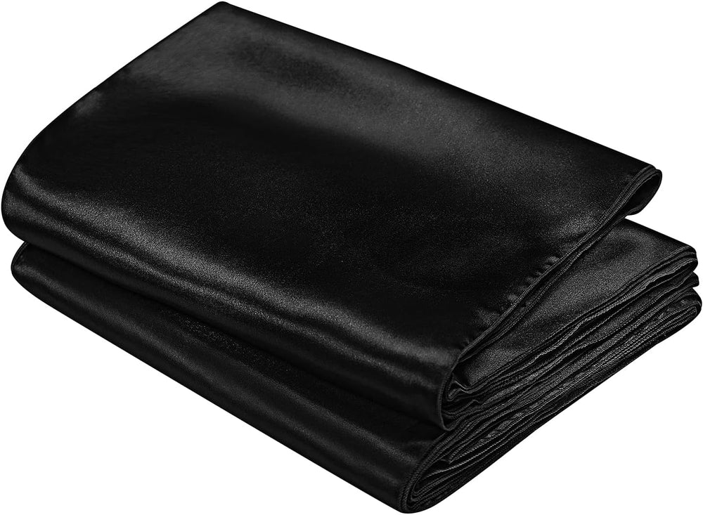 SiinvdaBZX 24 Pcs Black Satin Table Runner 12 x 108 inches Long
